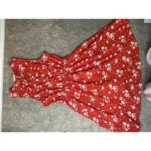 Everly | Anthropology Red Floral Dress Size L Made in USA